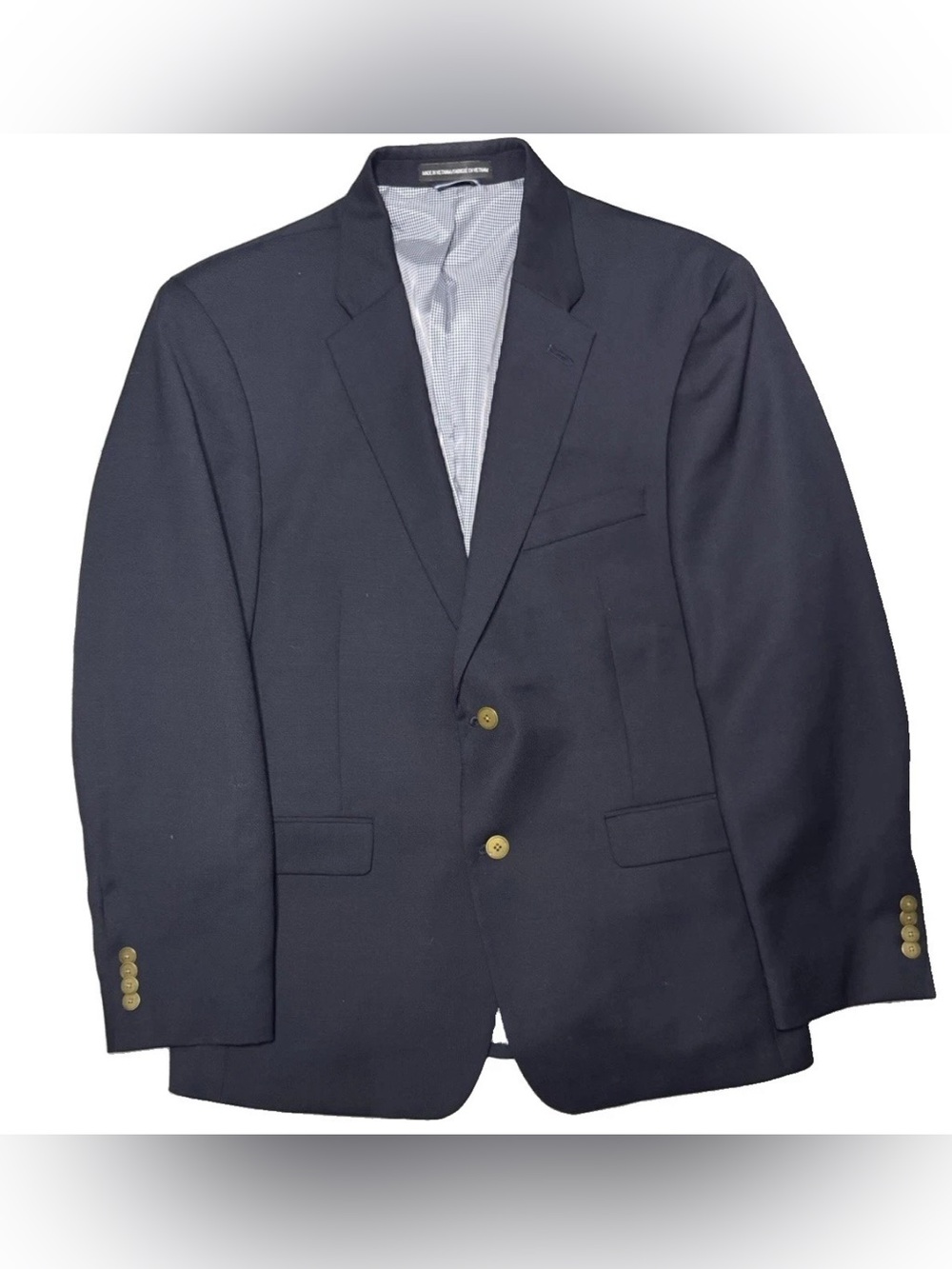 Tommy Hilfiger Men’s Navy Blue Wool Blend Blazer Gold Buttons Size 40S Preppy